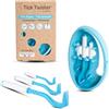 Tick Twister Tire Zecca per cani, gatti e umani, set di 3 pezzi, colore: blu, rimozione semplice, veloce e senza dolore, pinza per zecca con scatola di stoccaggio, ideale per viaggi e casa