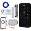 FTes RFKits Kit Impermeabile di Controllo Accessi TUYA,Tastiera RFID a Sfioramento,Serratura Magnetica da 180kg,Alimentatore da 3A,Pulsante di Commutazione,Campanello Cablato,15pc di Keyfobs da IC