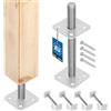 KOTARBAU® 4 pz. Fissaggio Pali Legno - Supporti Regolabili Pavimento - 80 x 80 x 250 mm - M24 - Supporto per Pali in Legno - Acciaio Zincato - Argento - Supporto Palo lLgno - Montaggio Facile