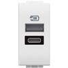 Bticino N4191AC Caricatore USB con due ingressi tipo A e C, da installare nella placca Livinglight, per ricaricare un dispositivo elettronico fino a 15W o due dispositivi assieme, 1 modulo, bianco
