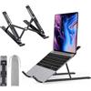 LAC FUTURE Supporto PC Portatile in Alluminio - Rialzo PC Portatile per Scrivania Ufficio Pieghevole e Regolabile 7 Livelli - Laptop Stand Computer e Tablet 10-15,6'' - Nero