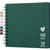 Hiwhy Album fotografico personalizzabile 18 x 18 cm, 20 fogli (40 pagine), carta kraft resistente, album di ricordi per bebè, famiglia, compleanno, matrimonio, anniversario di matrimonio, verde