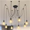 Lightess Lampadario a Ragno 8 Luci, Lampade a Sospensione Nero Industrial Lampadario Pendente Moderne Lampadari Soffitto Vintage per Camera da Letto Soggiorno