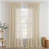 MIULEE Tende Trasparenti Tende per Interni con Nastro Arricciato 2 Pannelli per Finestre Camera da letto Soggiorno Casa Moderna 140X245 CM Beigi