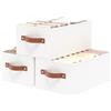 OUTBROS 3 Pezzi Scatole Portaoggetti, Cesto Tessuto, 41x25x16.5cm, Bianco