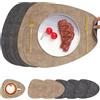 Chitomars Tovagliette e Sottobicchieri, Tovagliette Americane Lavabili Plastica Bifacciale Non-Scivolose Tovagliette Colazione in Ecopelle Tovaglietta Americana Rotonde (Set di 6, Grigio Beige)