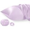 Seiwohl Set di 2 Federe Raso 40x80cm & un elastico e una cuffia, Federa per cuscino in seta, Design con Chiusura A Busta, Morbido come una Federe Seta Cuscino, Lavanda Federe Cuscini 40x80