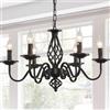 JIINOO Lampadario Country Vintage in Ferro Nero 6 Luci Sospensione, 70 cm