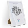 M MERCEO Moderna cornice portafoto A4 in MDF (bianco) per foto e immagini in formato DIN A4. Include protezione in vetro acrilico, adatta come supporto da tavolo e per la parete, in formato verticale o