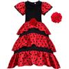 ReliBeauty Costume Flamenco Bambina Vestito Spagnola Ragazza Travestimento Ballerina Señorita Spagnola Carnevale, 3-4 anni(100 cm)