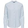 Only & Sons Camicia in Lino a Maniche Lunghe a Righe Uomo ONLY&SONS Slim Fit Top, Colore:Blu-3, Taglia:L