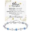 Bramart Bracciale Donna Compleanno 60 anni con Pietre di Zirconia Blu Regalo per lei Finitura in Oro Bianco Argento 925 Idee Regali Feste, donne Compleanni - Cofanetto con DEDICA incluso (60 Anni - 4)