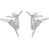 AOBOCO Orecchini ballerina, gioielli in argento sterling con pietre portafortuna, regali a tema ballerina per ragazze, adolescenti e donne(Bianco)