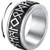 FindChic Anello Antistress Girevolo Uomo con Rune Nordiche Anello Spinner in Acciaio Inossidabile Argento misura 22.25 Gioiello Runico Vichingo per Ansia