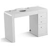 ZStyle Tavolo per Unghie Professionale Manicure Modulare Cassetti bianco Aspiratore con filtro Espositore LED Clip Smalti (Basic L)