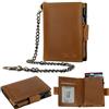 Tisoutec Portafoglio Uomo Slim Portafogli Piccolo Donna - Porta Carte Di Credito Uomo-Portacarte -Box Regalo Uomo-Portmone - Porta della carta Small/Mini con protezione RFID-Unisex con catena (Brown)