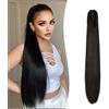 Gairyan 60cm Coda Finta Capelli Extension Lisci con Pinza Posticci per Capelli Sintetici Extension Coda Capelli Lunghi Clip Coda di Cavallo Claw Ponytail Parrucchino Naturale per Donna, Nero Naturale