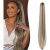 Gairyan 60cm Coda Finta Capelli Extension Lisci con Pinza Posticci per Capelli Sintetici Extension Coda Capelli Lunghi Clip Coda di Cavallo Claw Ponytail Naturale per Donna, Biondo cenere & Biondo