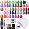 ROSALIND Kit Semipermanente Unghie, 43 Coloris Nudo Rosa Verde Viola Glitter Smalto Semipermanente Unghie, 48W Lampada UV LED Unghie Kit Smalto Semipermanente Completo Soak Off Nail Art Manicure Set