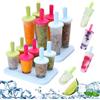 Guidre Stampi per ghiaccio in silicone, 12 stampi per ghiaccio sul gambo, steli per ghiaccio riutilizzabili, mini stampi per gelato in silicone, stampi per ghiaccioli, stampi per ghiaccio sul gambo, stampi