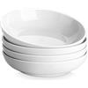 MALACASA Set di 4 Ciotole in Porcellana da 1250 ml, Ø 22,5 x 5 cm, Insalatiere Eleganti e Capienti, Ideali per Pasta, Zuppe, Insalate e Dessert, Bianco, Adatte al Microonde e alla Lavastoviglie
