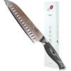 Totiko Coltello Professionale in Acciaio Damasco, Coltello da Cucina Professionale Giapponese da Carne, Pesce e Verdura, Lama da 19cm, Santoku Yoshinaka Damascato, Manico in Resina G-10 Japan Knives