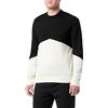 ARMANI EXCHANGE Color Block, Lana Merino Mix, Collo Rotondo Maglione Uomo, Black/White, L