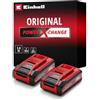 Einhell Original Einhell Batteria Power X-Change PLUS da 3 Ah (18 V, ioni di litio, universale per tutti i Power X-Change, spia livello di carica, Twin-Pack, incluse 2 batterie 3 Ah, caricabatterie escluso)