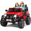 COSTWAY Auto Macchina Elettrica per Bambini 12V, Veicolo Elettrico a Batteria a 2 Posti, con Telecomando 2,4 G, Porta USB e AUX, per Bambini 3+ Anni (Rosso)