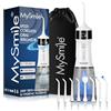 MySmile LP221 UVC Sterilizzabile Cordless Water Flosser per denti 335ML Portatile Display OLED Flosser dentale con 4 modalità, 8 punte a getto e una custodia per la casa e i viaggi