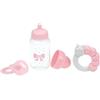 JC Toys JT39643- BIBERON, Ciuccio E Porta Ciuccio Rosa
