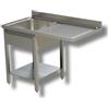 Ristoattrezzature Modello: 106212003001,Lavello in acciaio inox 120x60x85h cm 1 vasca con gocciolatoio dx a sbalzo, vano lavastoviglie, ripiano e alzatina EC