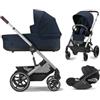 Cybex + - Cybex Gold Trio New Balios S Lux Ocean Blue Telaio Silver Con Cloud T