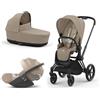 Priam Platinum Sale - Cybex Platinum Trio Priam 4.0 Cozy Beige Telaio Matt Black con Cloud T Plus