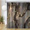 Uiiooazy Tenda Doccia Antimuffa, Tenda da Doccia 180x200cm Nero e Oro Effetto Marmo Giallo Marrone Tende da Bagno Tessuto Lavabile Impermeabile Poliestere Tende per Vasca da Bagno con 12 Anelli