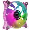 Mars Gaming MF-3D Rosa, Ventola ARGB 360° 12cm, Specchio Infinito 3D, Sistema Anti-Vibrazioni, Ultra-Silenzioso, Compatibilità Completa