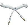 System-S Cavo audio, 150 cm, 3,5 mm, stereo, maschio a maschio, a spirale, colore bianco