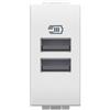 Bticino N4191AA Caricatore USB con due ingressi di tipo A, da installare nella placca Livinglight,per ricaricare un dispositivo elettronico fino a 15W o due dispositivi in simultanea, 1 posto, bianco