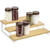 QIWODE Portaspezie per armadio, scaffale a 3 livelli per barattoli, bottiglie, lattine, ideale per armadio da cucina, piano di lavoro, armadio, dispensa, bambù e metallo