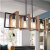 minifair Illuminazione a isola della cucina, 4 lampadari luminosi, illuminazione moderna a sospensione, luci per tavolo da biliardo, finitura in legno e metallo nero opaco (4