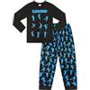 thepyjamafactory The Pyjama Factory - Pigiama Lungo in cotone, nero e blu Nero 9-10 Anni
