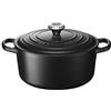 Le Creuset Cocotte rotonda Evolution in ghisa vetrificata con Coperchio, diameter 22 cm, Nero, 21177220000430