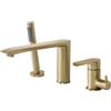 PHASAT Rubinetto per Bordo Vasca 3 Fori Miscelatore Vasca da Bagno con Doccetta set soffione doccia oro spazzolato