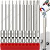 Benaton Set 11 Pezzi Magnetiche Torx Lunghe 1/4 Inserti, 100mm T6-T40 Cacciavite Bit, Testa Sfera Esagonale Avvitatore (2/2,3/2,5/2,7/3,3/3,9/4,4/5/5,5/5,9/6,7mm)