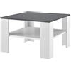 [en.casa] Tavolino Centrale da Salotto Tavolo Basso con Ripiano Tavolino da caffè con Piano Quadrato e Gambe a L 60 x 60 x 40 cm Bianco/Grigio Scuro