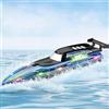 OBEST Barca Telecomandata da Corsa Alta Velocità Con Luce LED, 2.4 GHz Motoscafo Elettrico per Piscine e Laghi, 2 Batterie Ricaricabili, Radiocomandata per Adulti e Bambini