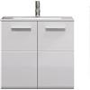 trendteam smart living - Riva - Mobile sottolavabo - Argento fumo/bianco lucido - Lavabo sospeso con 2 cassetti - 82 x 59 x 47 cm - con lavabo in ceramica - antigraffio