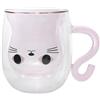 lachineuse - Tazza di gatto Kawaii rosa - Vetro a doppia parete - Manico a coda di gatto - Capacità 300 ml - Tazza caffè, tè, cioccolata calda, cappuccino - Tazza decorativa giapponese - Idea regalo
