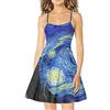 Dolyues Abito da donna casual maxi abito estivo senza maniche con cinturino da spaghetti da spiaggia copertura prendisole, Blu Van Gogh Notte stellata, L