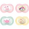 MAM Set di 4 Ciucci Original Day & Night con Tettarella in Silicone SkinSoft, 16+ mesi, con Custodia Porta Ciuccio, Rosa